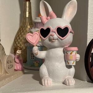 Charming White and Pink Bunny Figurine